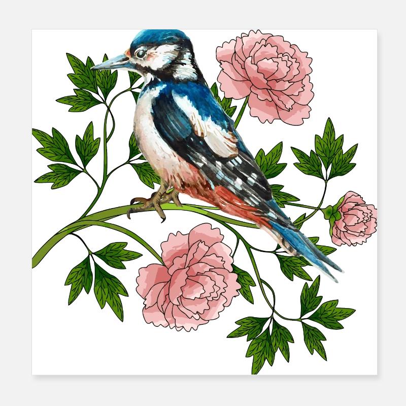 Oiseau coloré Poster 20 x 20 cm