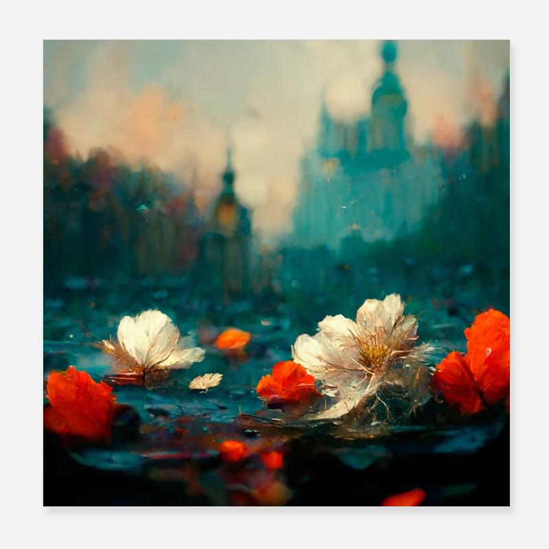 Blossoms - Poster 8" x 8" (20x20 cm) - white