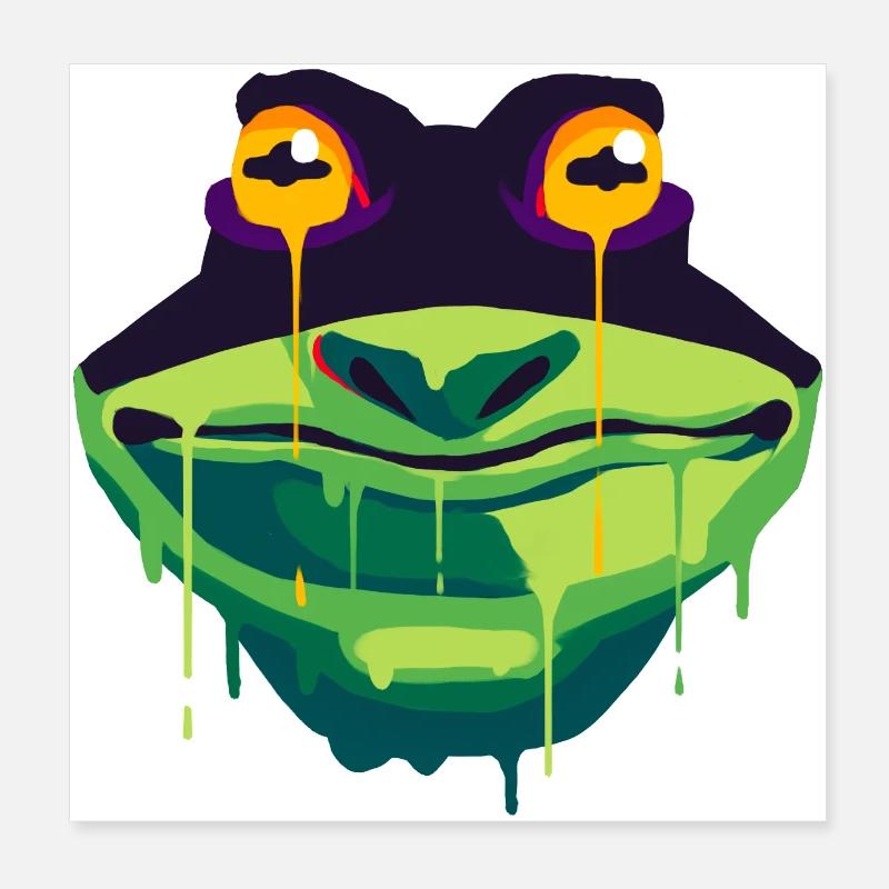 A Beautiful and Funny Frog Design Poster 8" x 8" (20x20 cm)