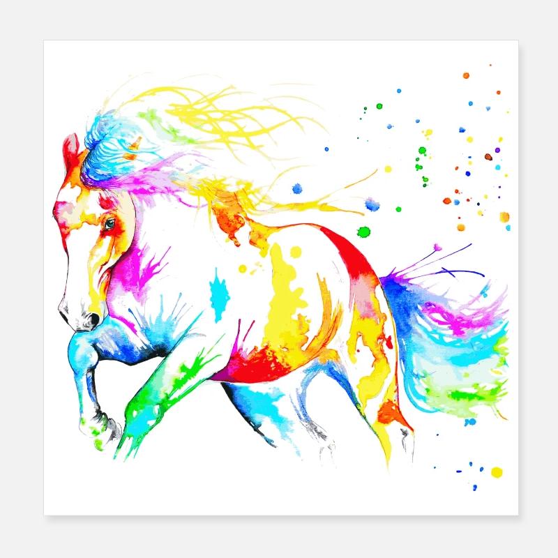 cheval - Poster 20 x 20 cm - blanc