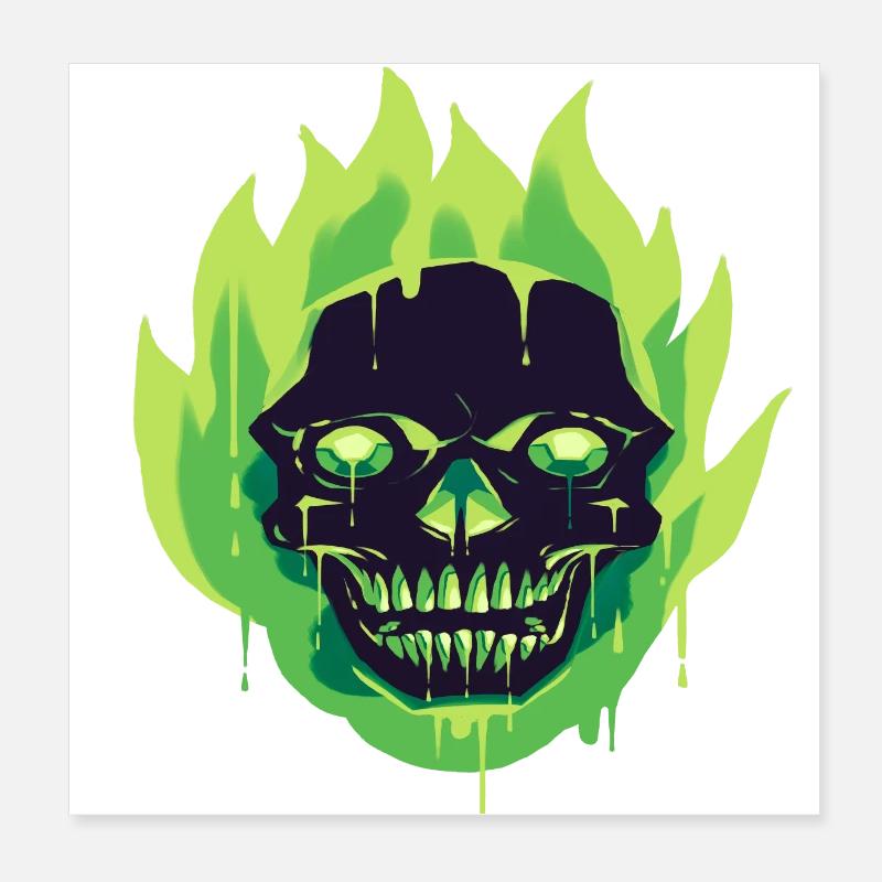 Fearful and beautiful skull on fire design Poster 8" x 8" (20x20 cm)