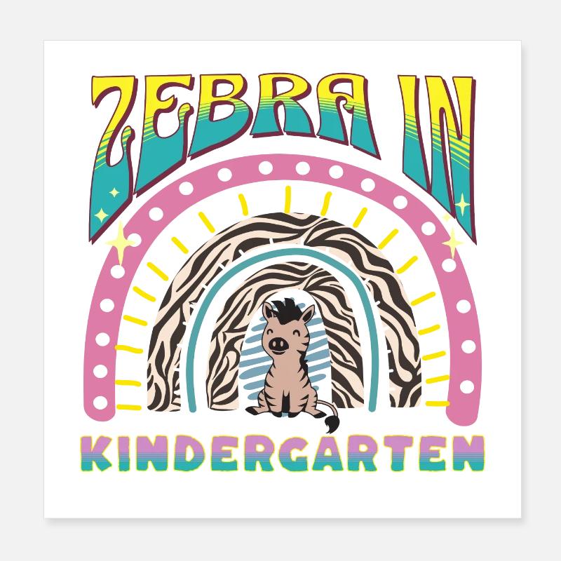 Zebra dans la conception de la patrouille arc-en-ciel de la maternelle Poster 20 x 20 cm