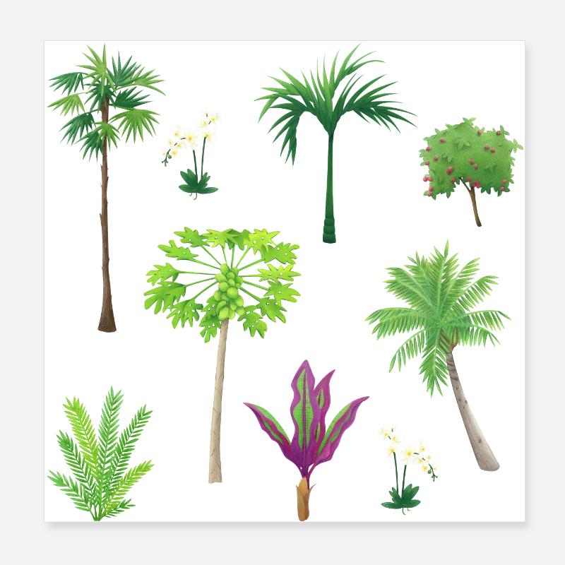 Asian Plant Patterns Poster 8" x 8" (20x20 cm)