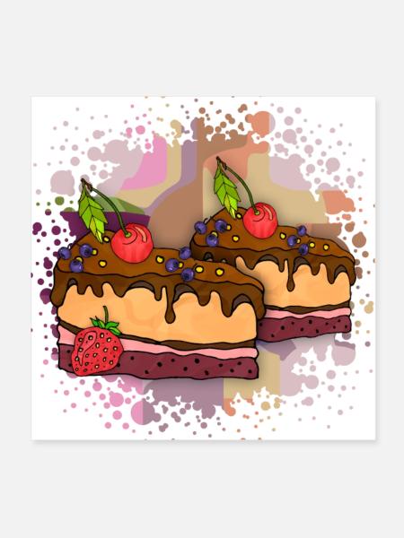 Kuchen - Poster 20x20 cm - Weiß - Vorne