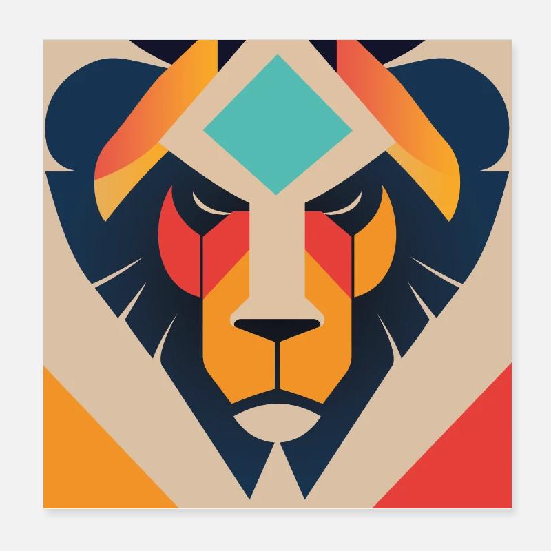 lion colorful Poster 20x20 cm
