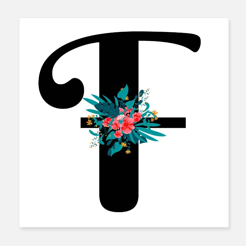 letter F flowered Poster 8" x 8" (20x20 cm)