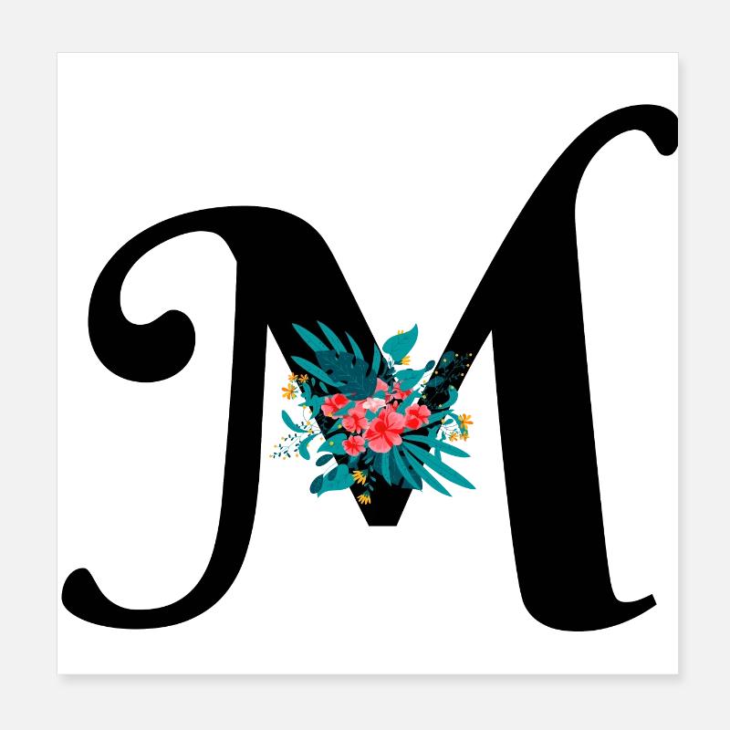letter M flowered Poster 8" x 8" (20x20 cm)