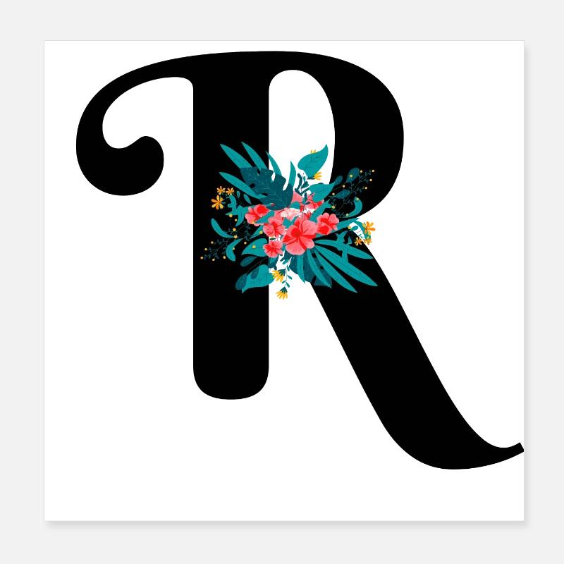 lettre R fleuris Poster 20 x 20 cm