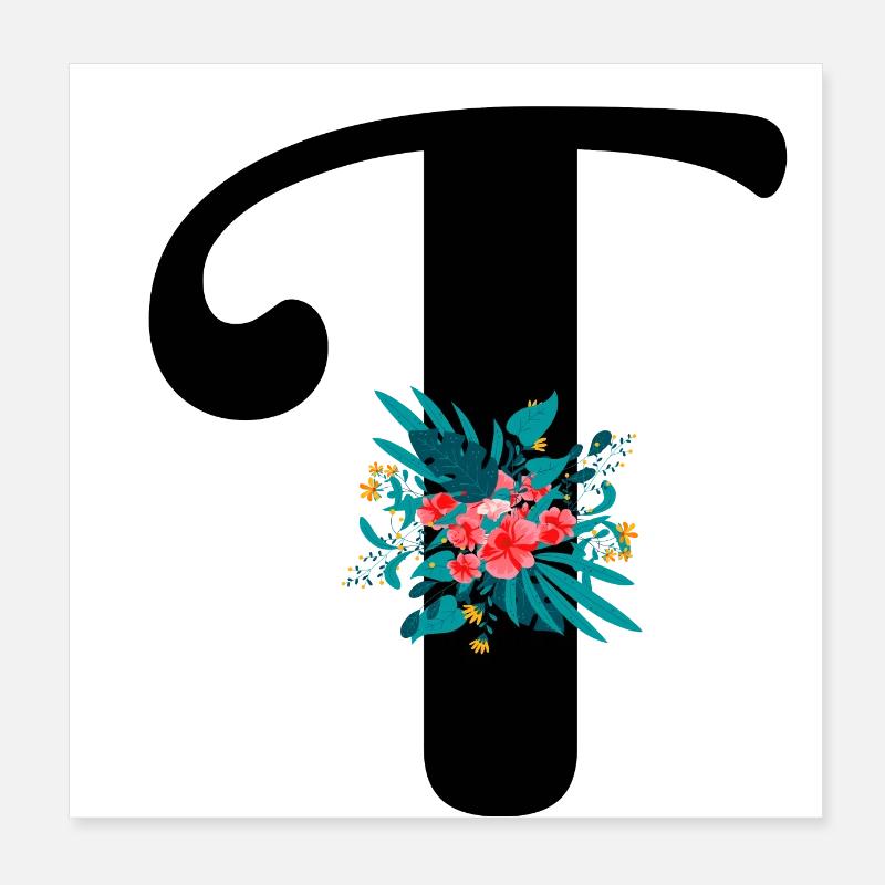 letter T flowered Poster 8" x 8" (20x20 cm)