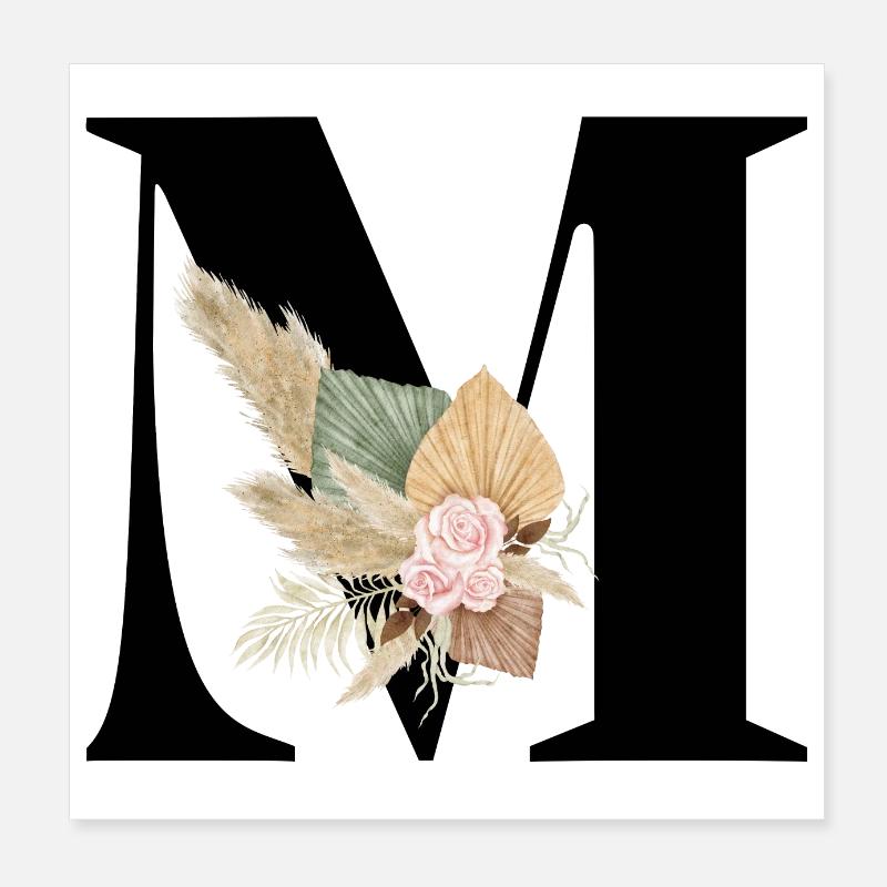 lettre M fleuris Poster 20 x 20 cm
