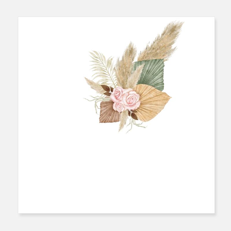 Buchstabe O Blumen Poster 20x20 cm