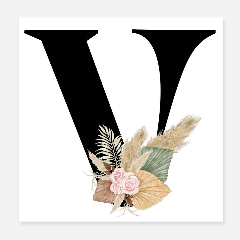 letter V flowers Poster 8" x 8" (20x20 cm)