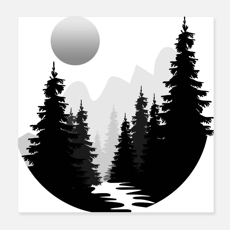 Landschaft Runde geometrische Form Poster 20x20 cm