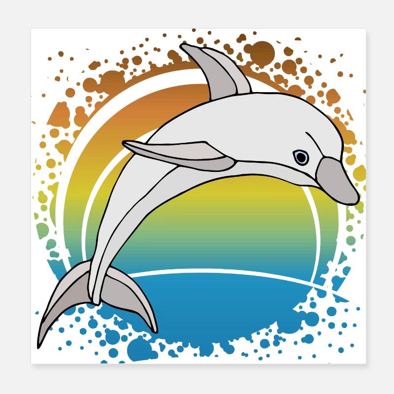 Dolphin Poster 8" x 8" (20x20 cm)