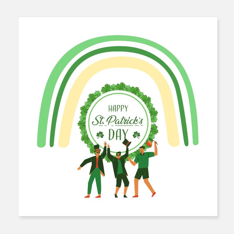 Glücklicher St. Patrick's Day - Poster 20x20 cm - Weiß