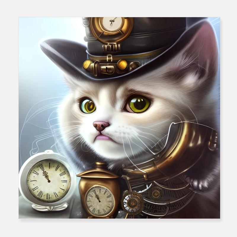Süßes Steampunk-Kätzchen Poster 20x20 cm