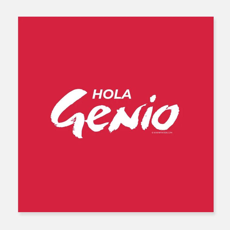 Hello Genius (rouge) - Poster 20 x 20 cm - blanc