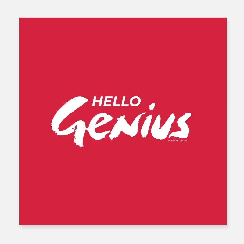 Hallo Genius (rot) Poster 20x20 cm