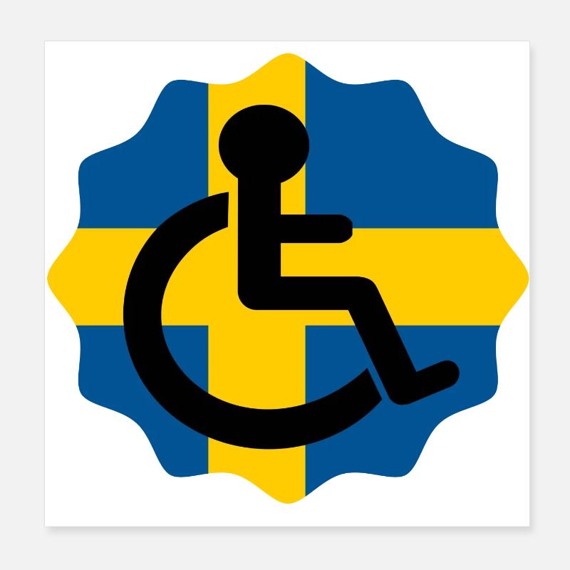 Flagge, rollstuhlgebunden oder rollstuhlgebunden? Poster 20x20 cm