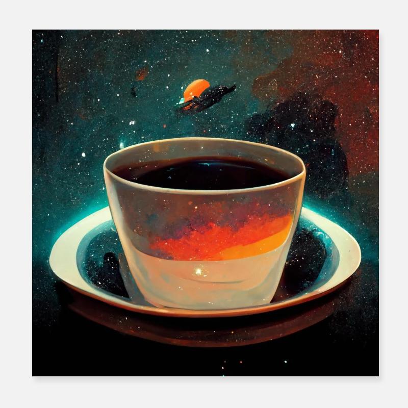Kaffee im Weltall Poster 20x20 cm