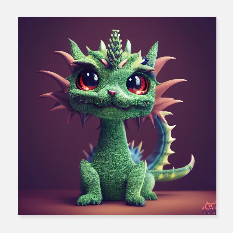 Dragon Poster Dragon Vert Dragon Poster 20 x 20 cm