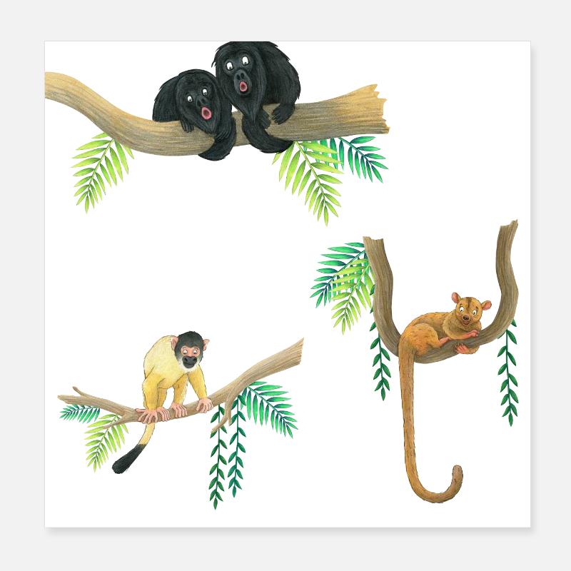 funny monkeys Poster 8" x 8" (20x20 cm)