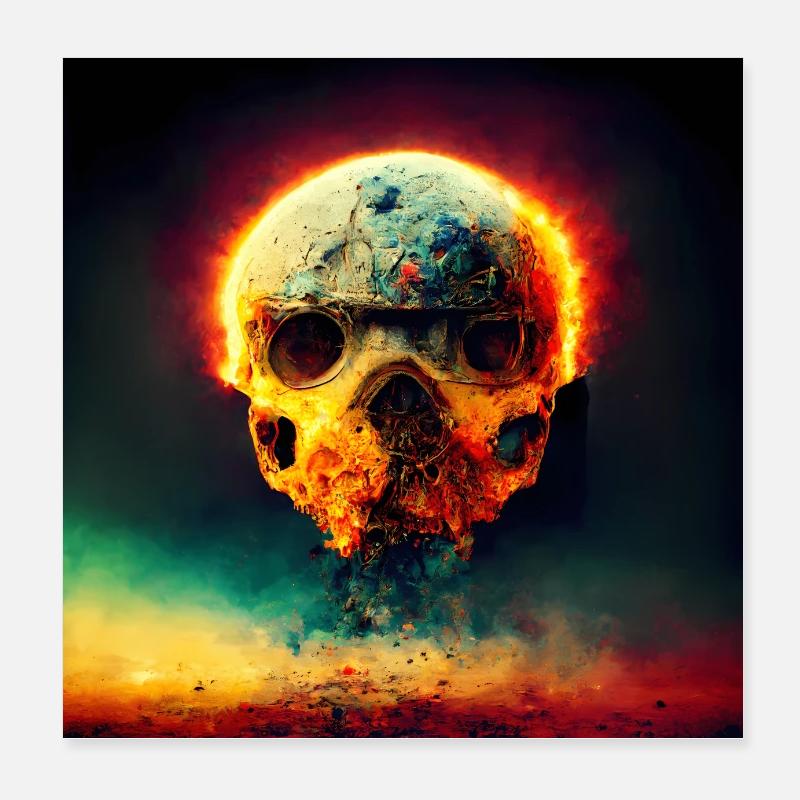 Extremely realistic skull in abstract art Poster 8" x 8" (20x20 cm)