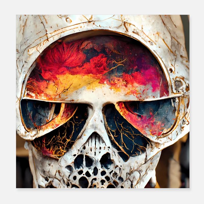 Extremely realistic skull in abstract art Poster 8" x 8" (20x20 cm)