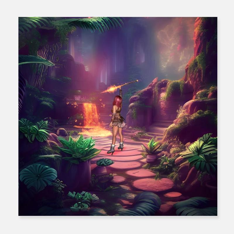 Wunderbare Fee in einer Fantasiewelt. Poster 20x20 cm