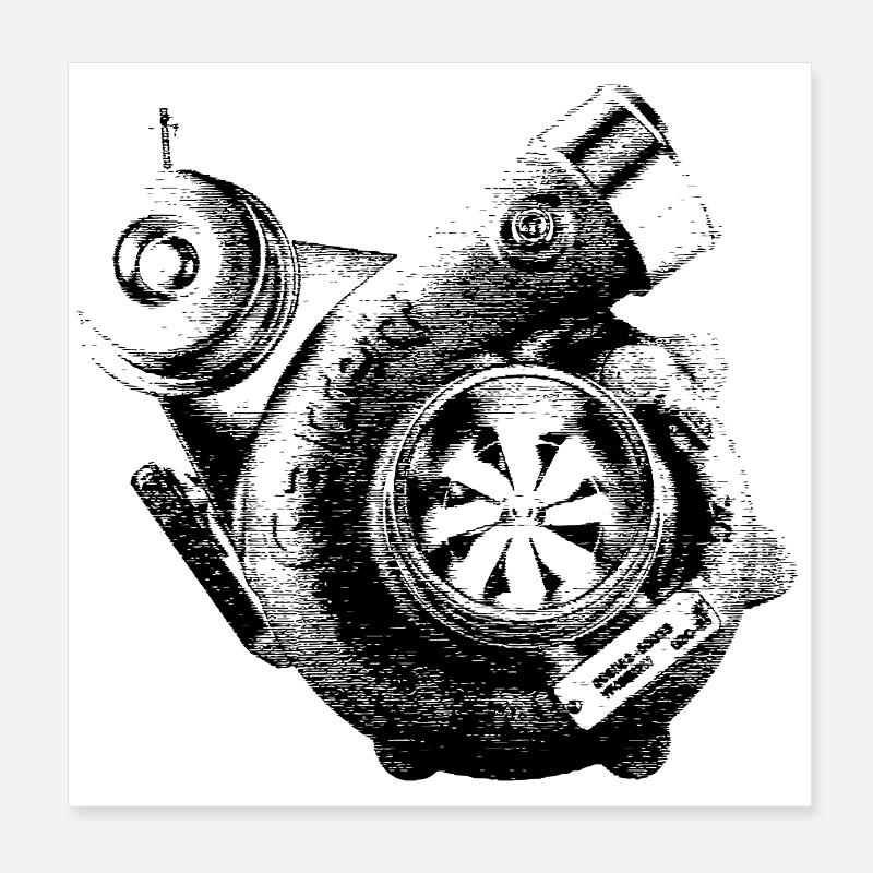 Turbolader als Bleistiftzeichnung Poster 20x20 cm