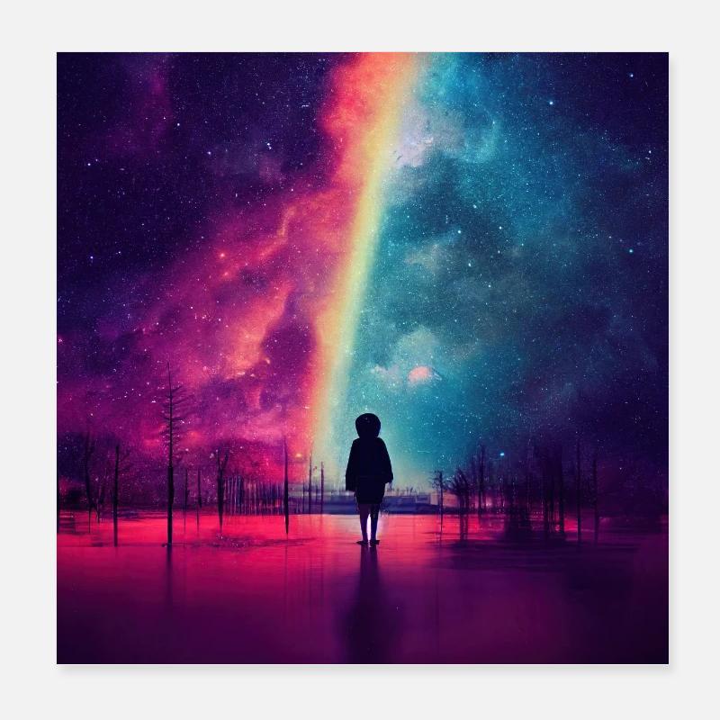Un enfant qui regarde dans l’espace - Creative Art Poster 20 x 20 cm