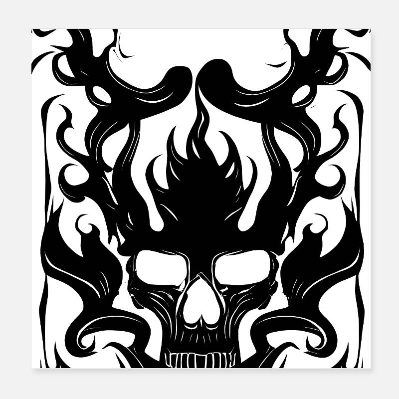 Halloween Horror Totenschädel mit Flammen Poster 20x20 cm
