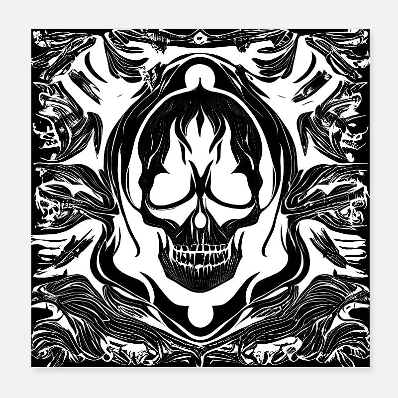 Halloween- oder Horror- Totenschädel mit Ornamente Poster 20x20 cm