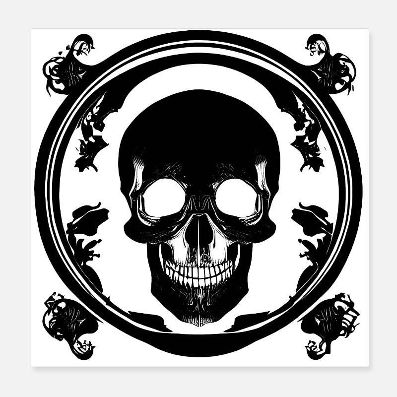 Halloween- oder Horror- Totenschädel mit Ornamente Poster 20x20 cm