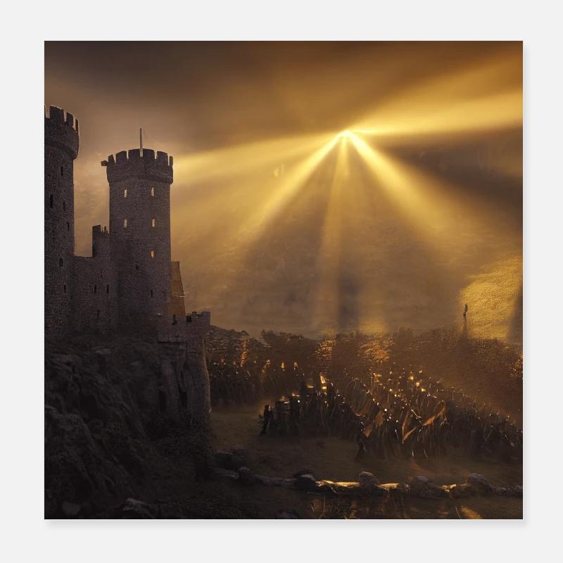 Medieval castle with army version 3 Poster 8" x 8" (20x20 cm)