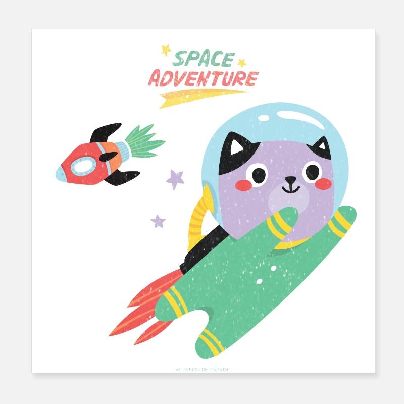 Weltraumkätzchen. Poster 20x20 cm