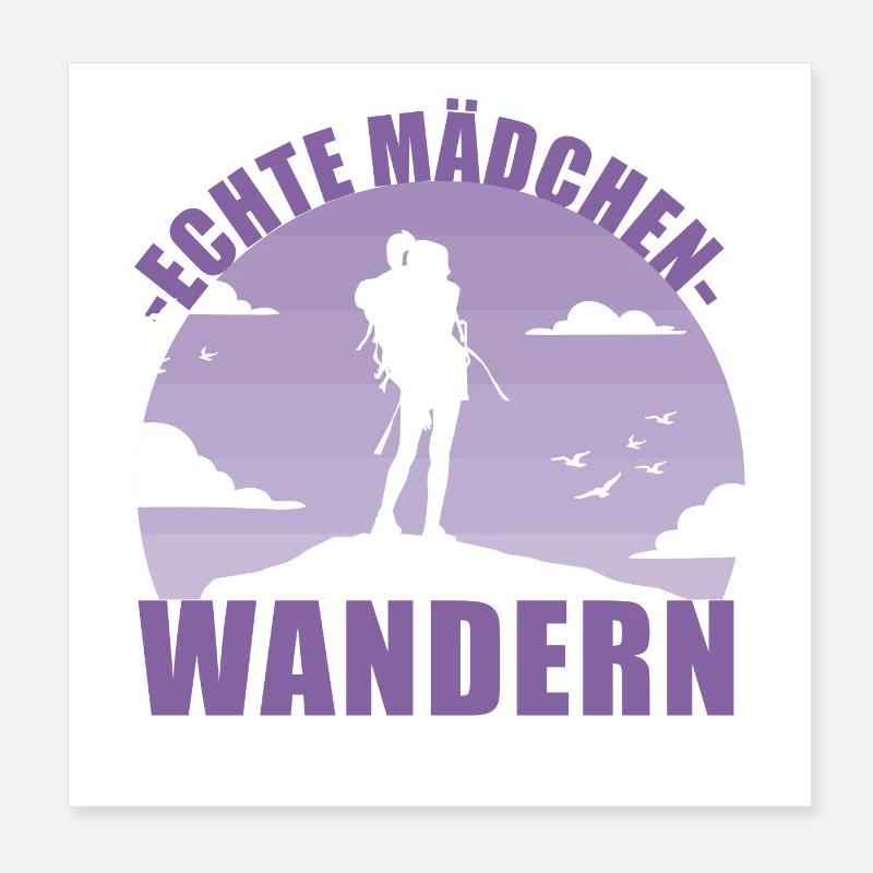 Wandern Mädchen Hobby Wanderung Berge Geschenk Poster 20x20 cm
