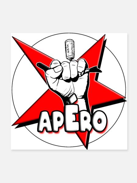 Apero Bad Boy roter Stern - Poster 20x20 cm - Weiß - Vorne