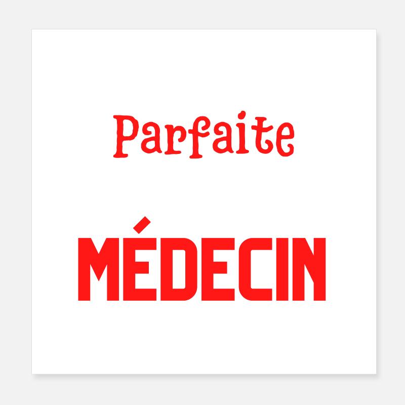 Pas parfaite mais médecin - Poster 20 x 20 cm - blanc