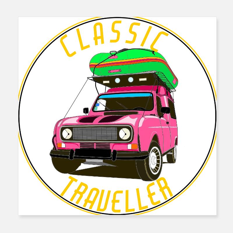 4L TRAVELLER PINK Poster 20 x 20 cm