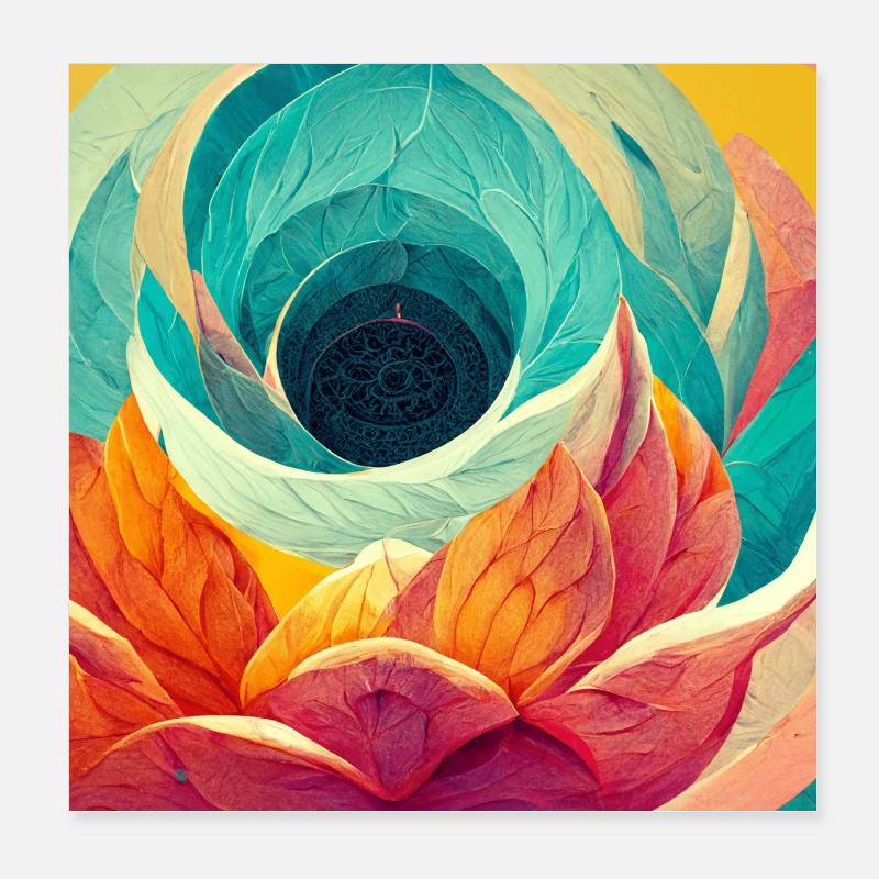 Colorful Mandala Flower Version 6 Poster 8" x 8" (20x20 cm)