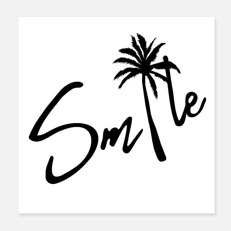 Conception de police Smile avec illustration de palmiers Poster 20 x 20 cm