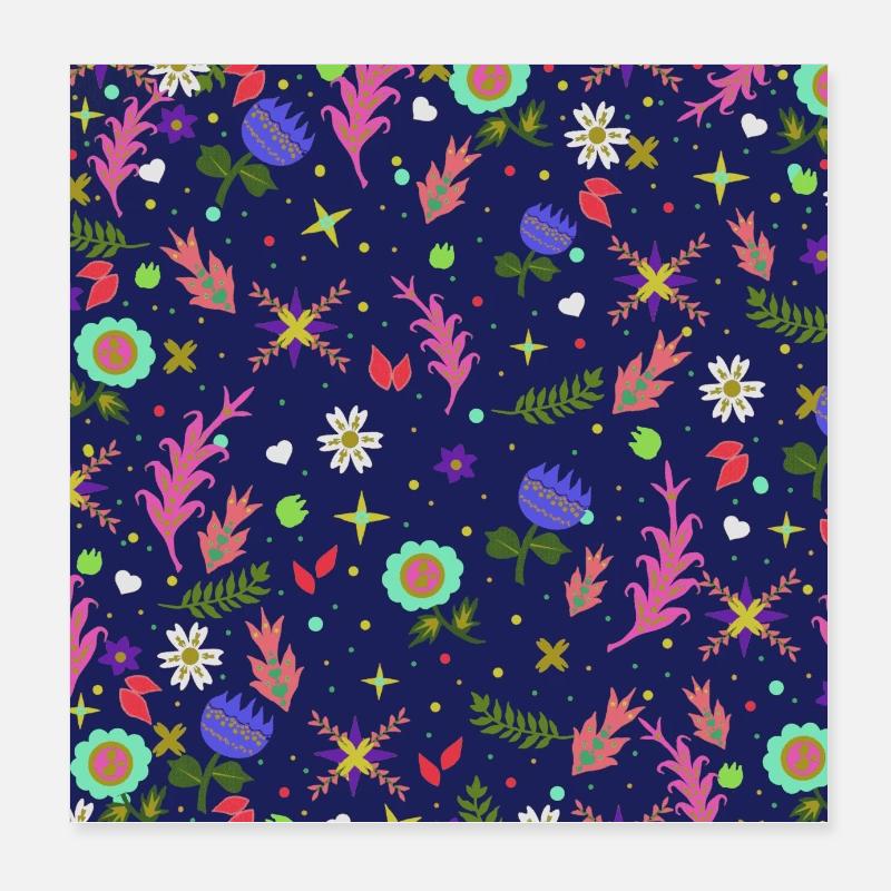 all over prints mädchen, kindliches Blumenmuster Poster 20x20 cm