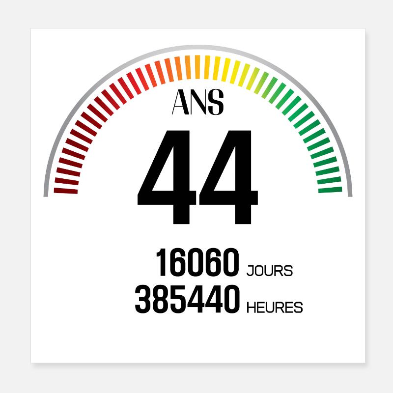 Anniversaire 44 ans Compteur Poster 20 x 20 cm