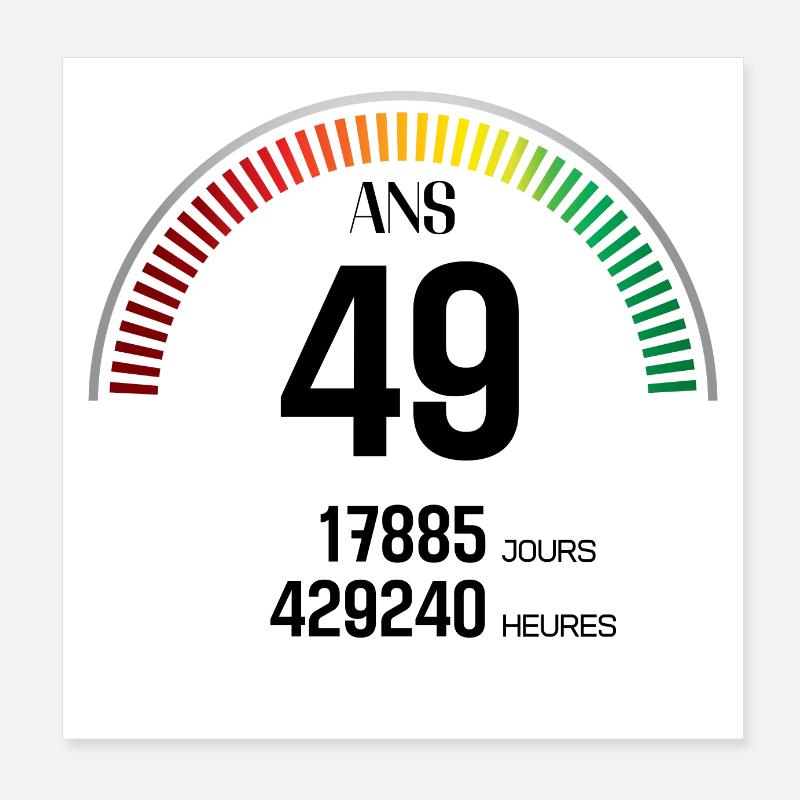 Anniversaire 49 ans Compteur Poster 20 x 20 cm