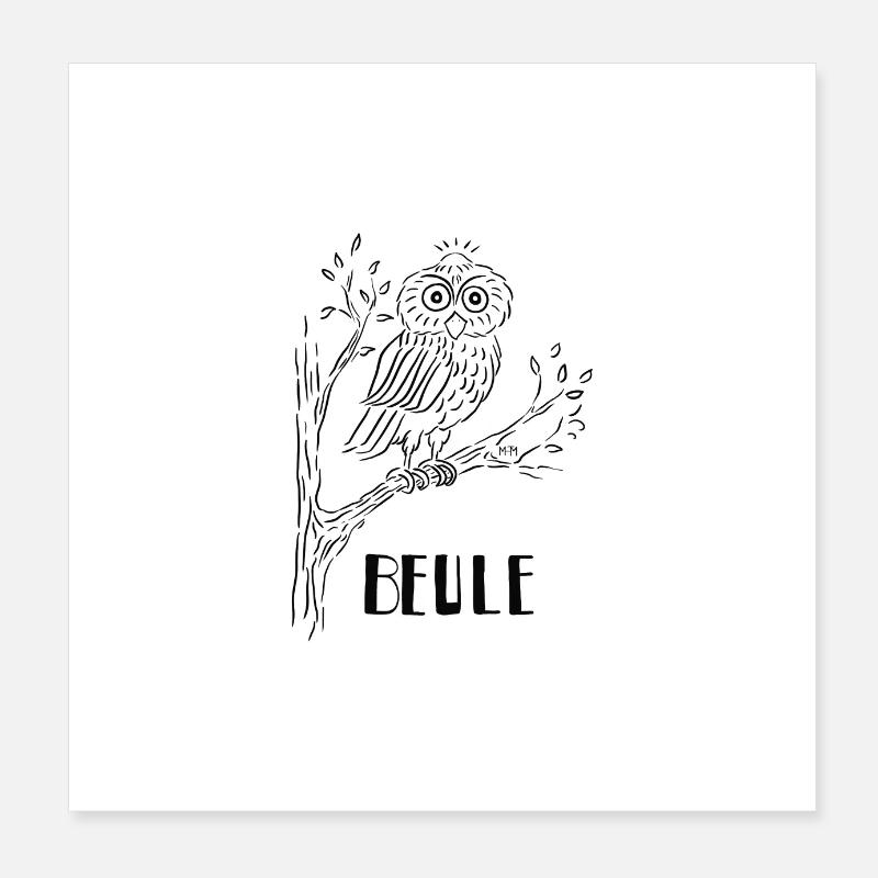 Eulen Poster - BEULE - Poster 20x20 cm - Weiß