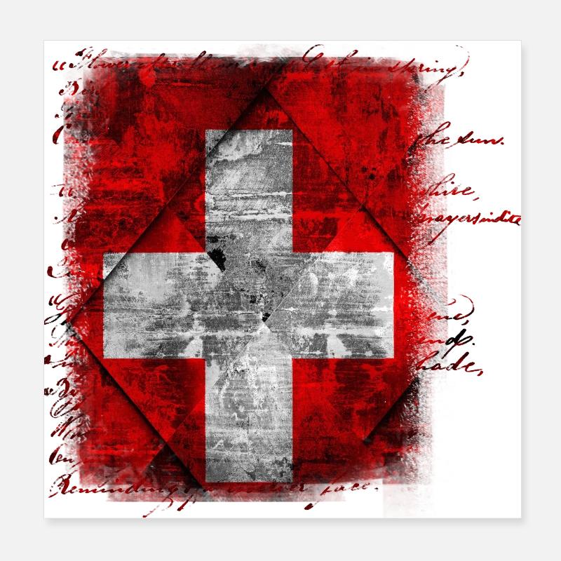 Drapeau de la Suisse Poster 20 x 20 cm