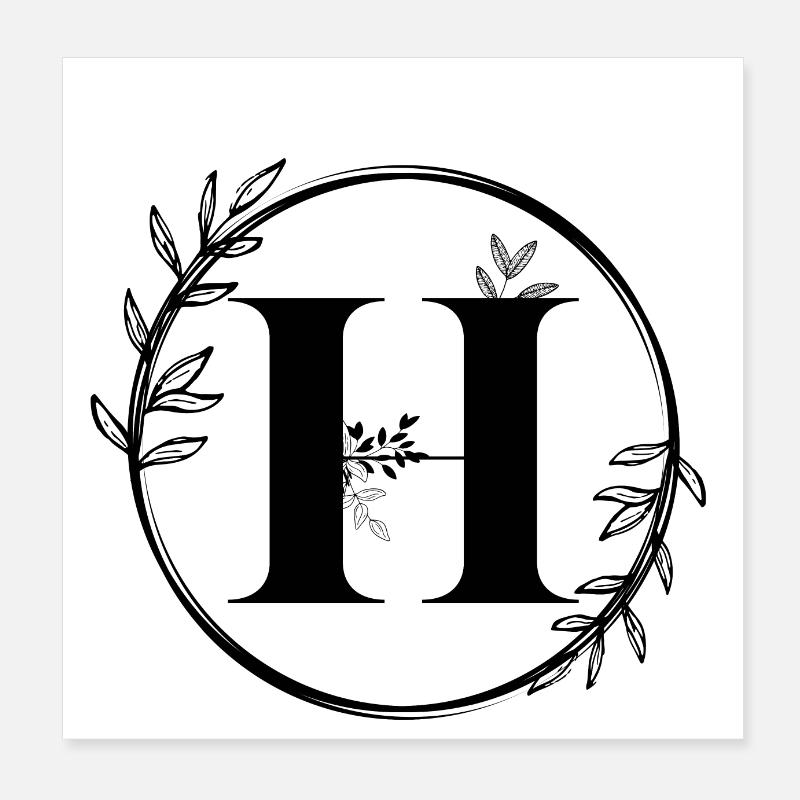 Lettre H Florale Poster 20 x 20 cm