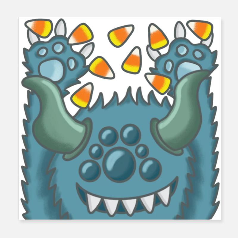 cheerful fluffy monster Poster 8" x 8" (20x20 cm)