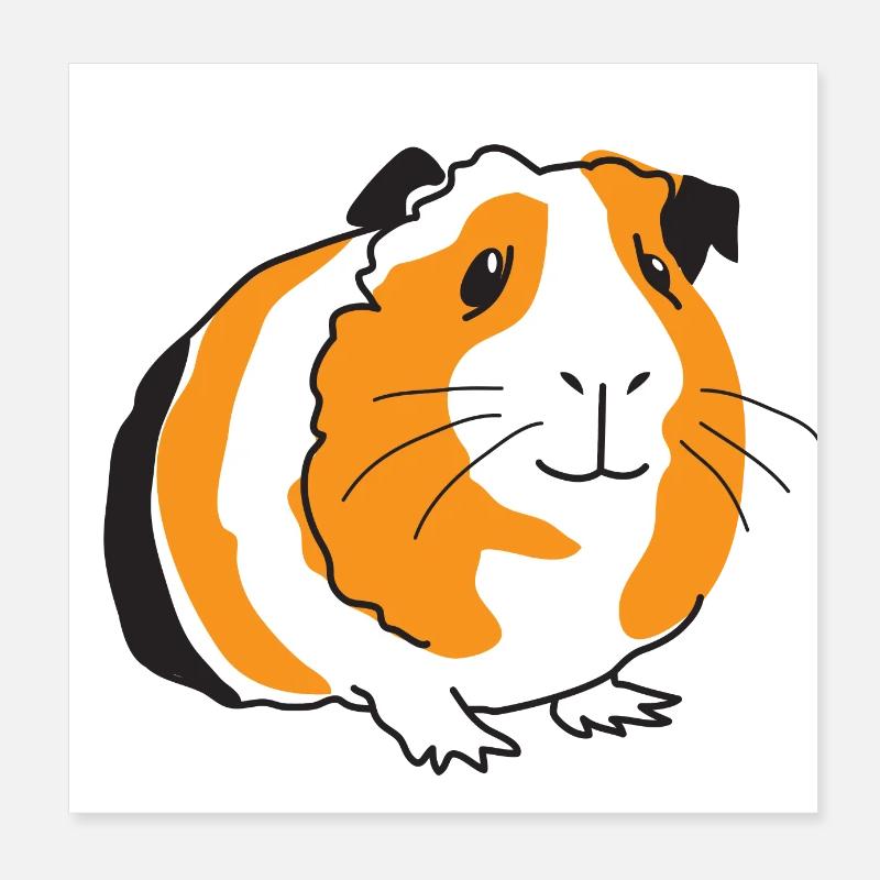 Assis Heureux petit cochon d’Inde Poster 20 x 20 cm